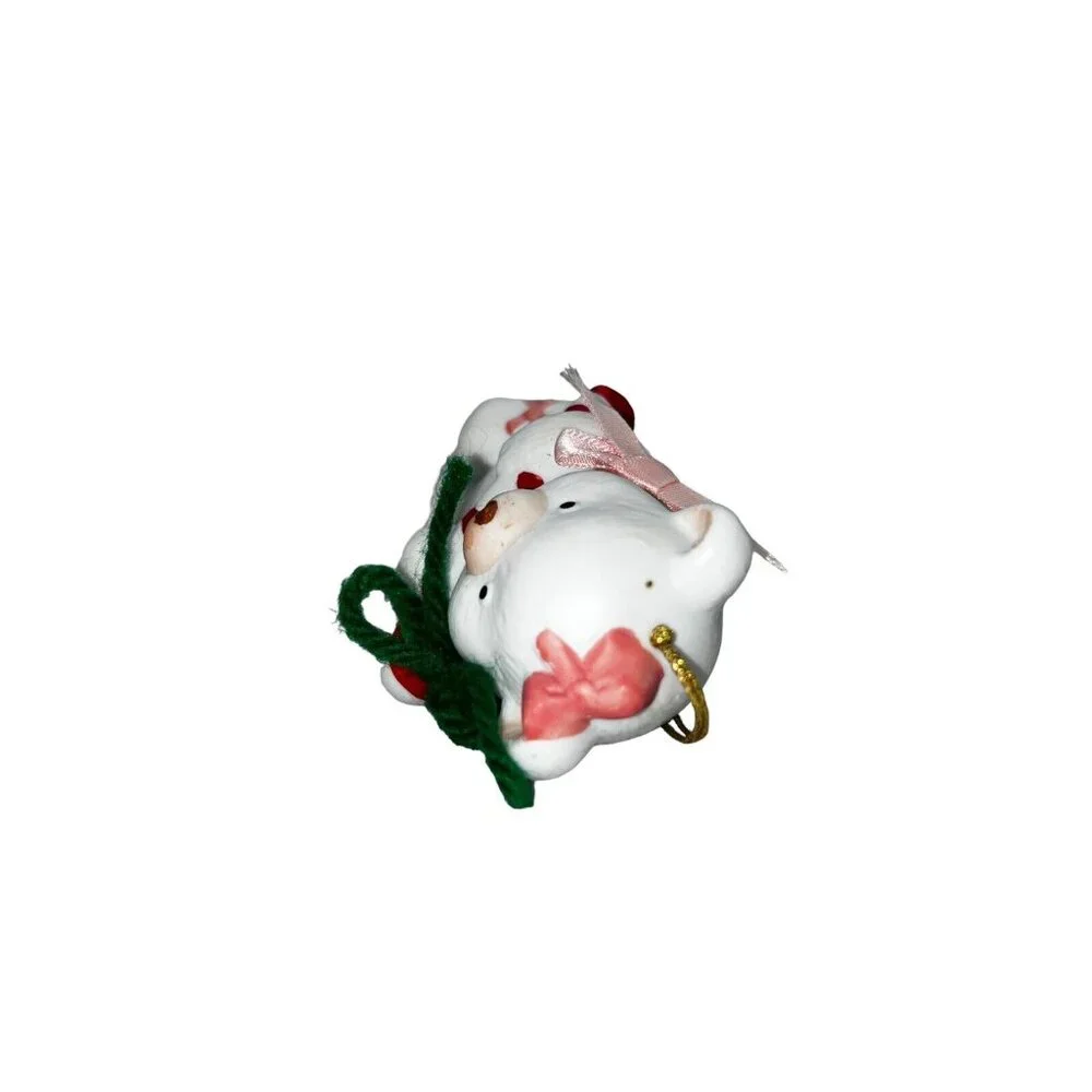 Vintage Lil Chimers Christmas Ornament Jasco Bisque Porcelain Polar Bear‎ Bell